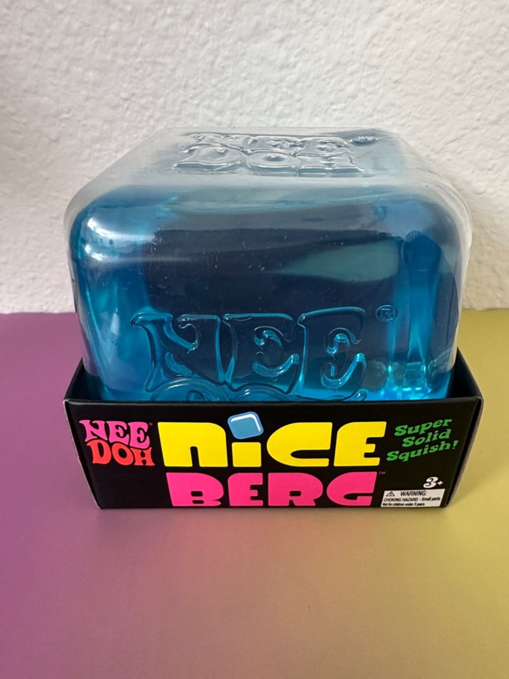 NeeDoh NICE BERG Blue Super Solid Squish Toy 3.25in Giant Cube Viral TikTok NEW